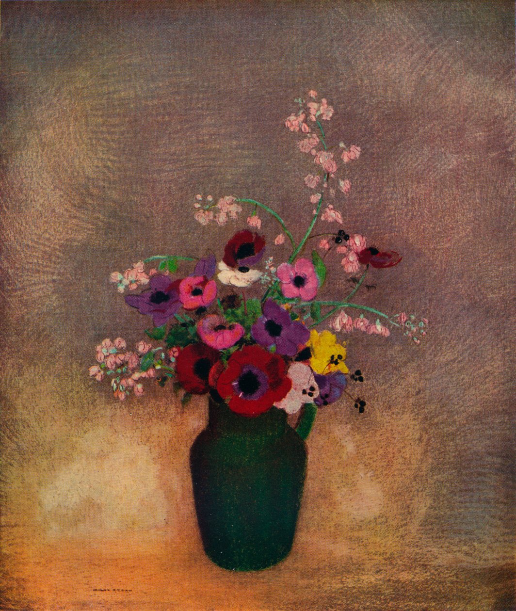 Květiny v zelené váze, c1910 od Odilon Redon
