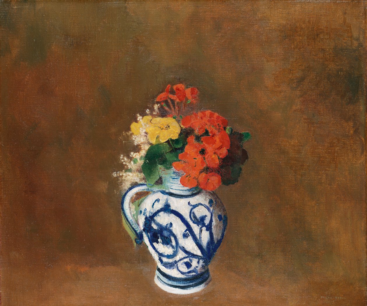 Květiny v modré váze, kolem roku 1900 od Odilon Redon