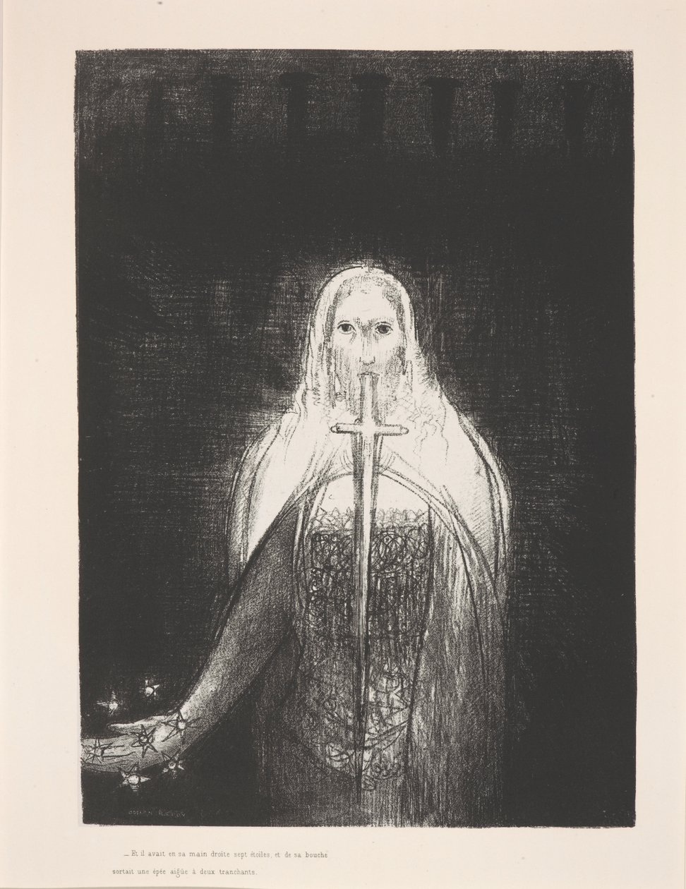 „V pravé ruce držel sedm hvězd...“, ilustrace ze série „Apocalypse de Saint-Jean“ od Odilon Redon