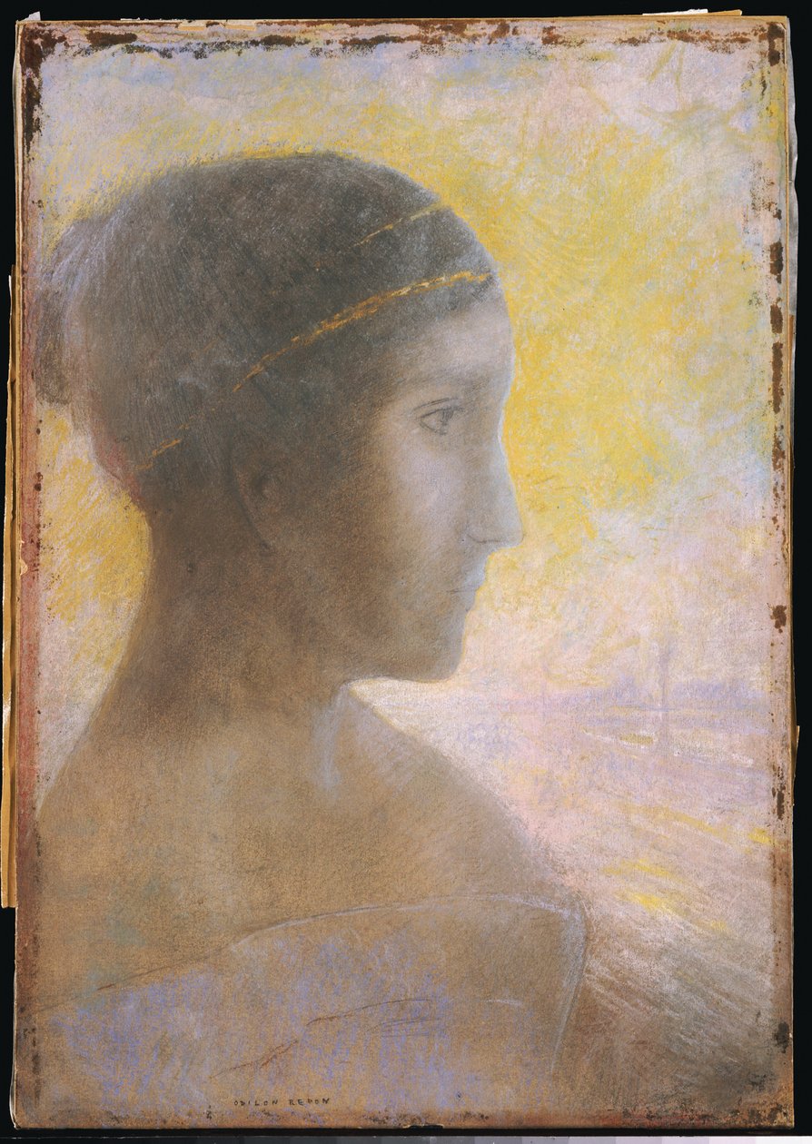 Hlava mladé ženy v profilu, kolem roku 1895 od Odilon Redon