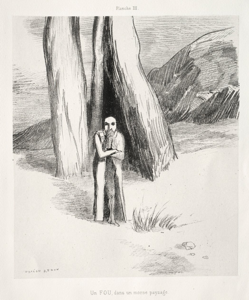 Pocta Goyovi: Šílenec v neutěšené krajině, 1885. od Odilon Redon