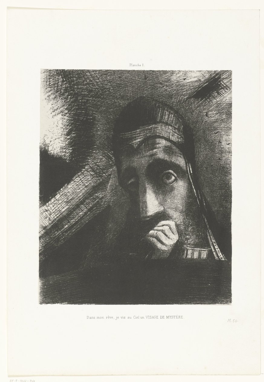 Ve snu jsem viděl tajemnou tvář na obloze Dans mon rêve, je vis au Ciel un VISAGE DE MYSTÈRE (název na objektu) od Odilon Redon