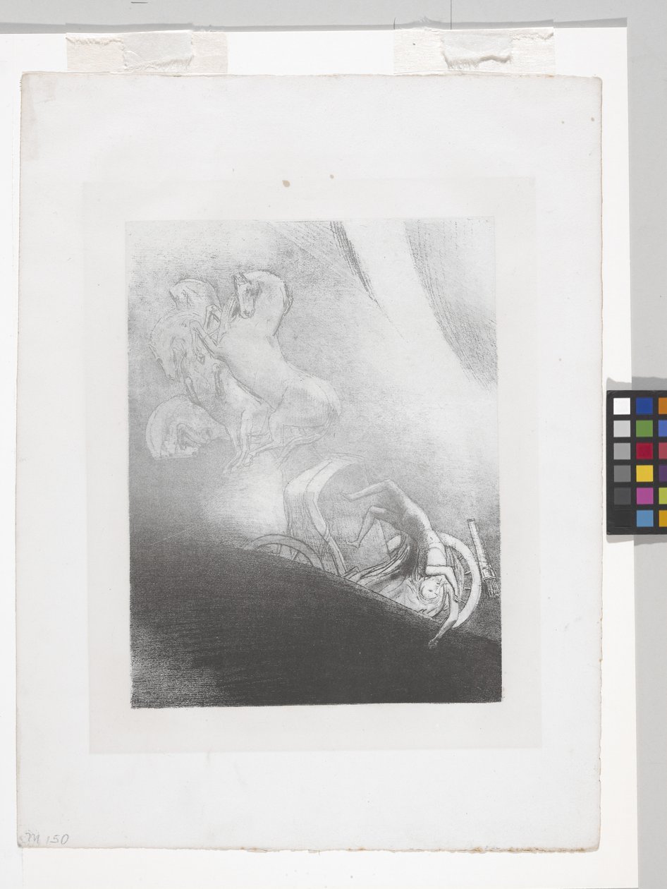 Spadne do propasti... (litografie na chine appliqué papíře) od Odilon Redon