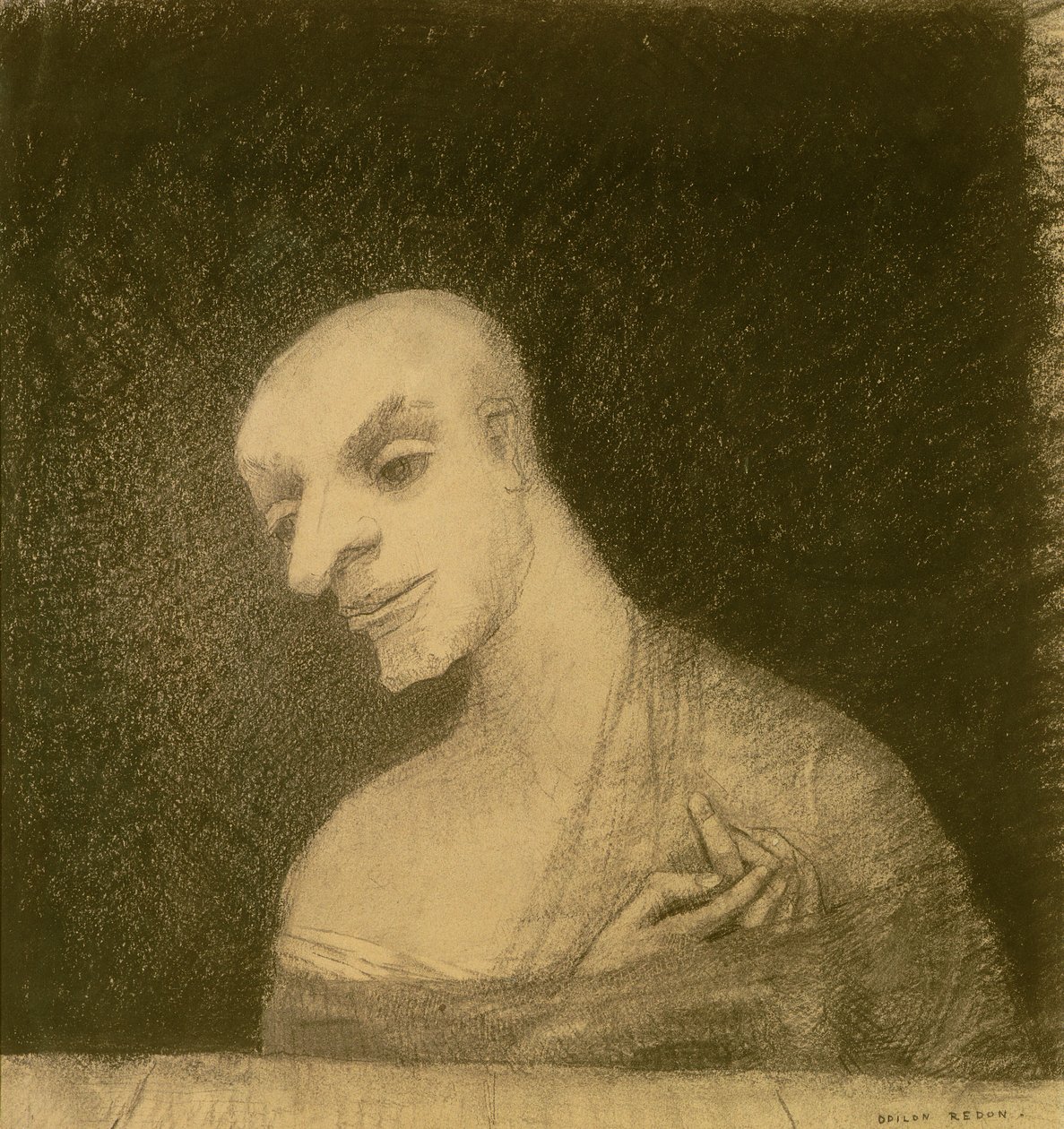 Imaginární postava, kolem roku 1881 (křída a dřevěné uhlí na papíře) od Odilon Redon