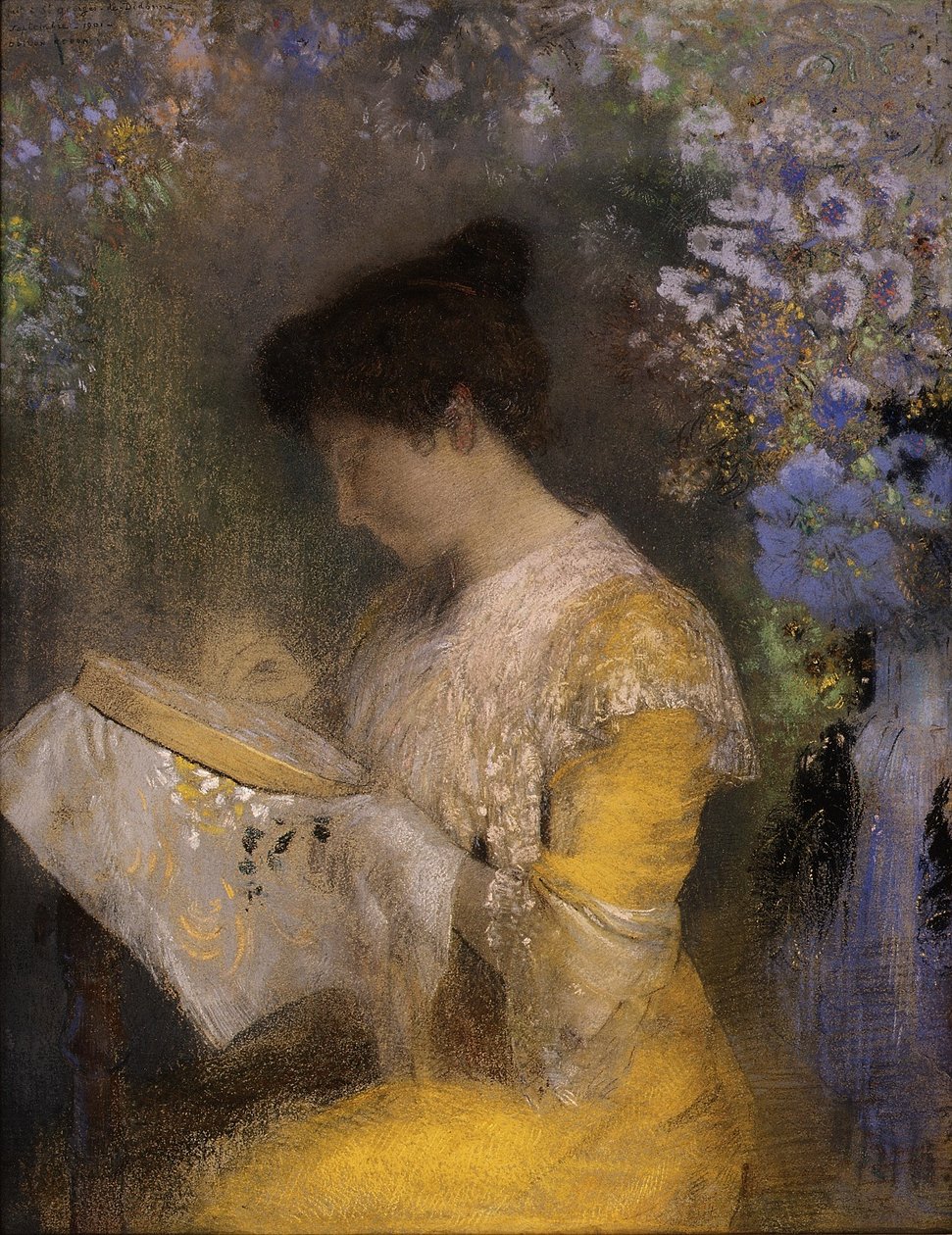 Madame Arthur Fontaine (Marie Escudier, 1865-1946) od Odilon Redon