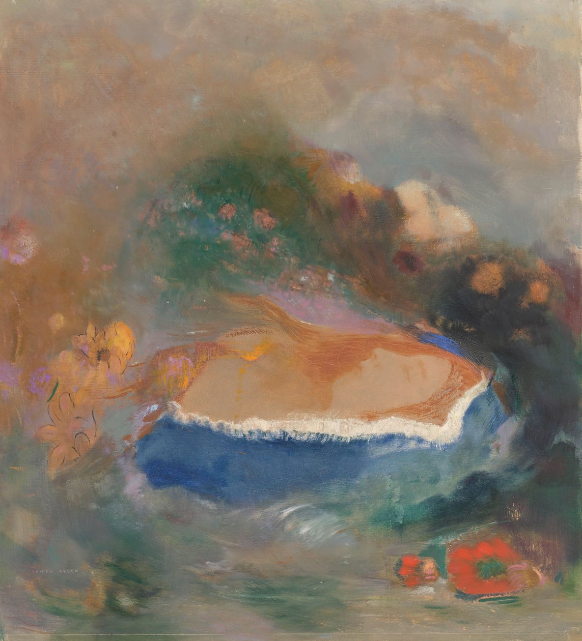 Ofélie s modrým Wimple ve vodě od Odilon Redon