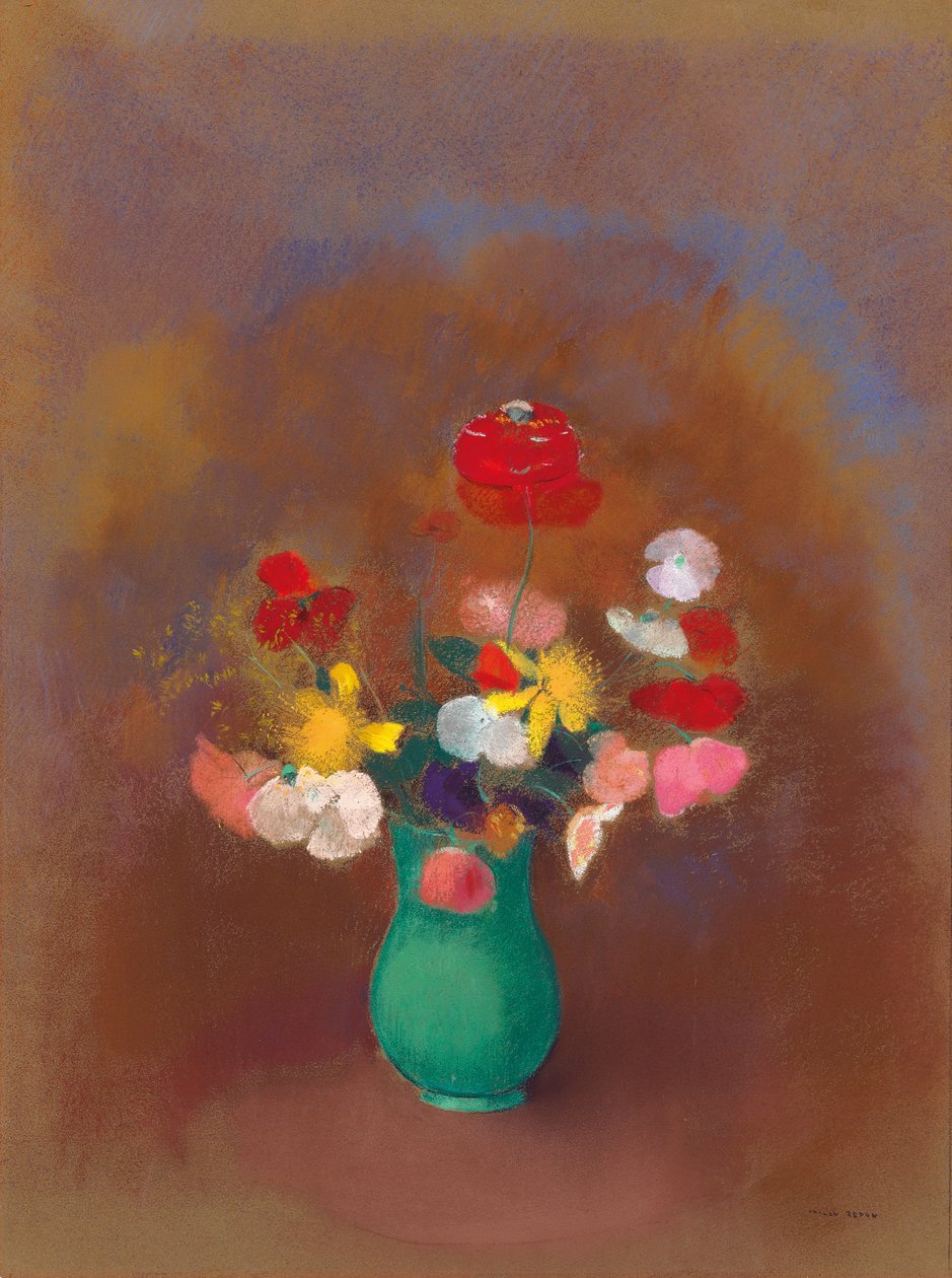 Mák v zelené váze; Vlčí máky v zelené váze, kolem roku 1910 od Odilon Redon