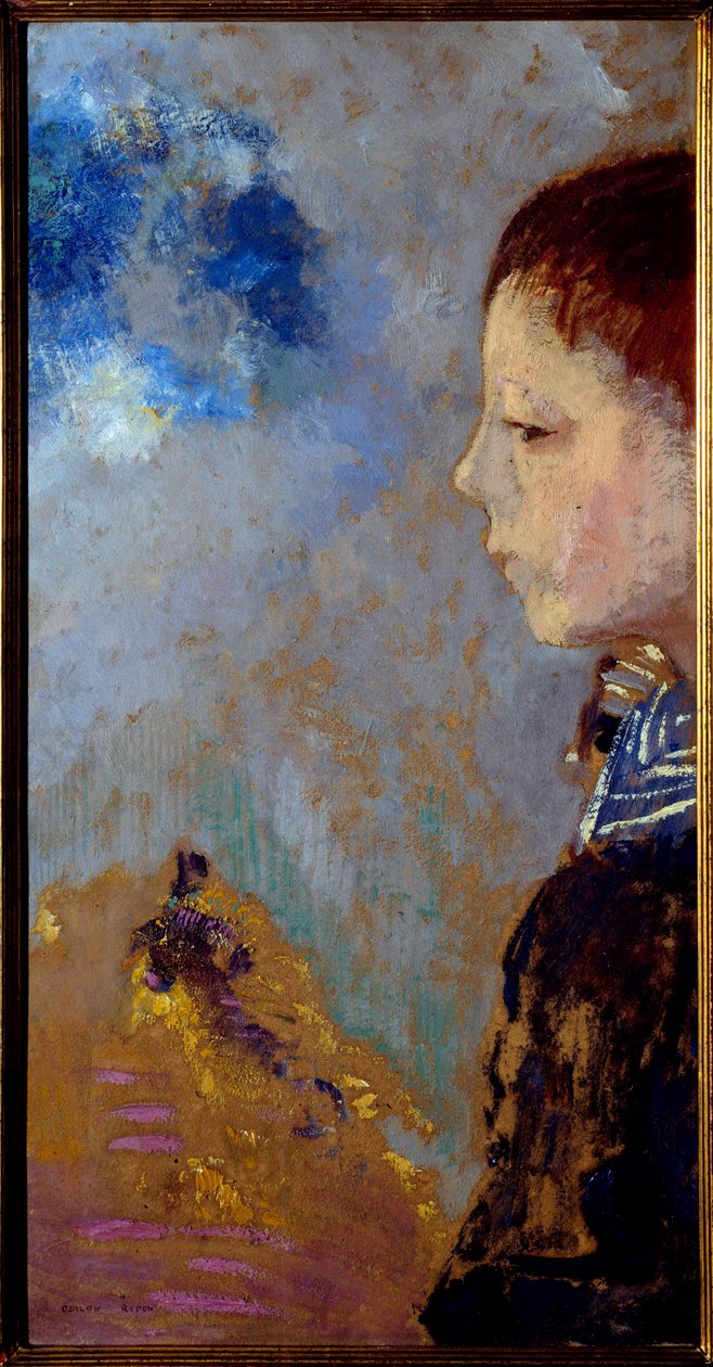 Portrét Ari Redona (1889-1972) na námořním průsmyku (syn umělce). Obraz Odilona Redona (1840-1916) od Odilon Redon