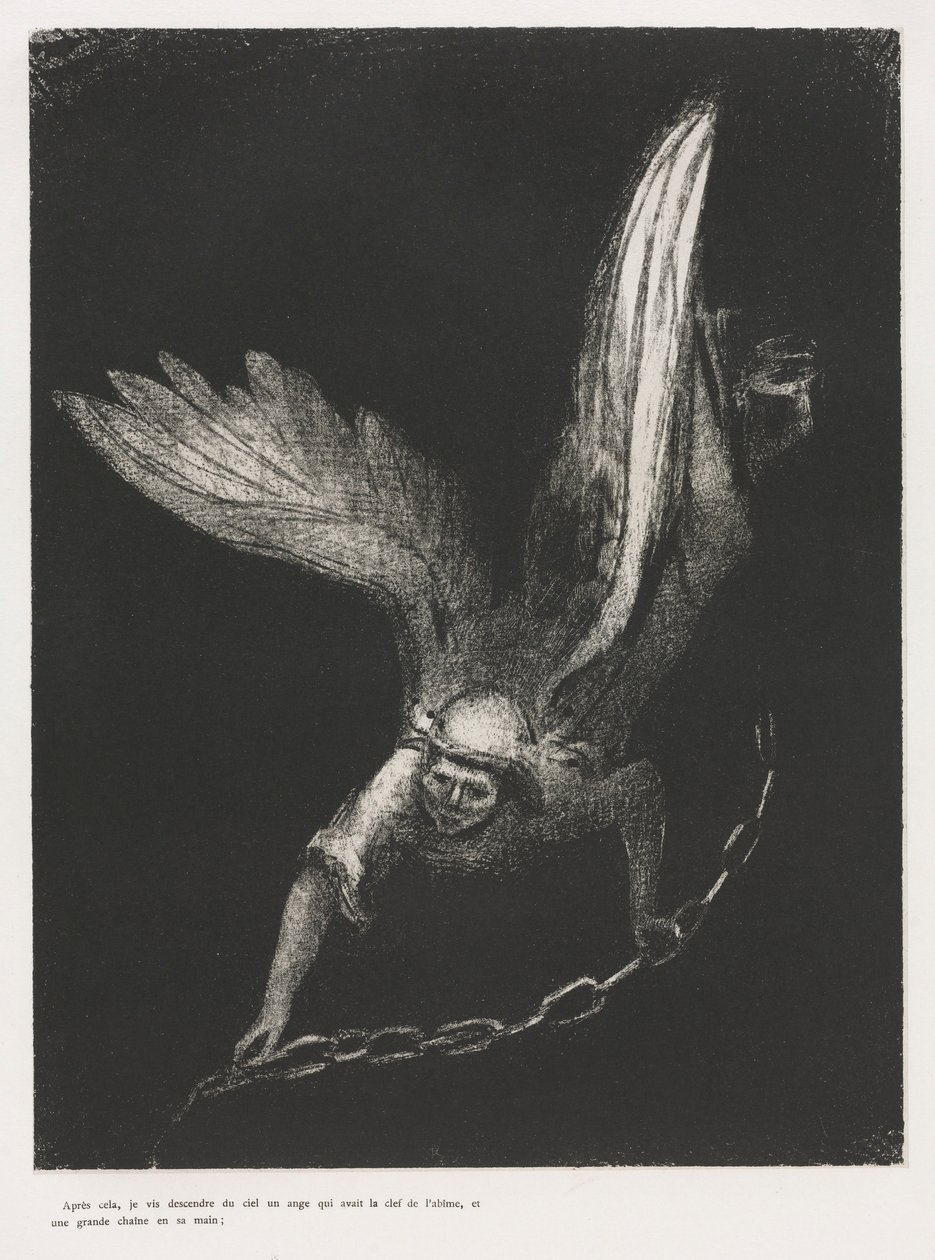 Apokalypsa svatého Jana: A viděl jsem v jeho pravici, že se..., 1899. od Odilon Redon