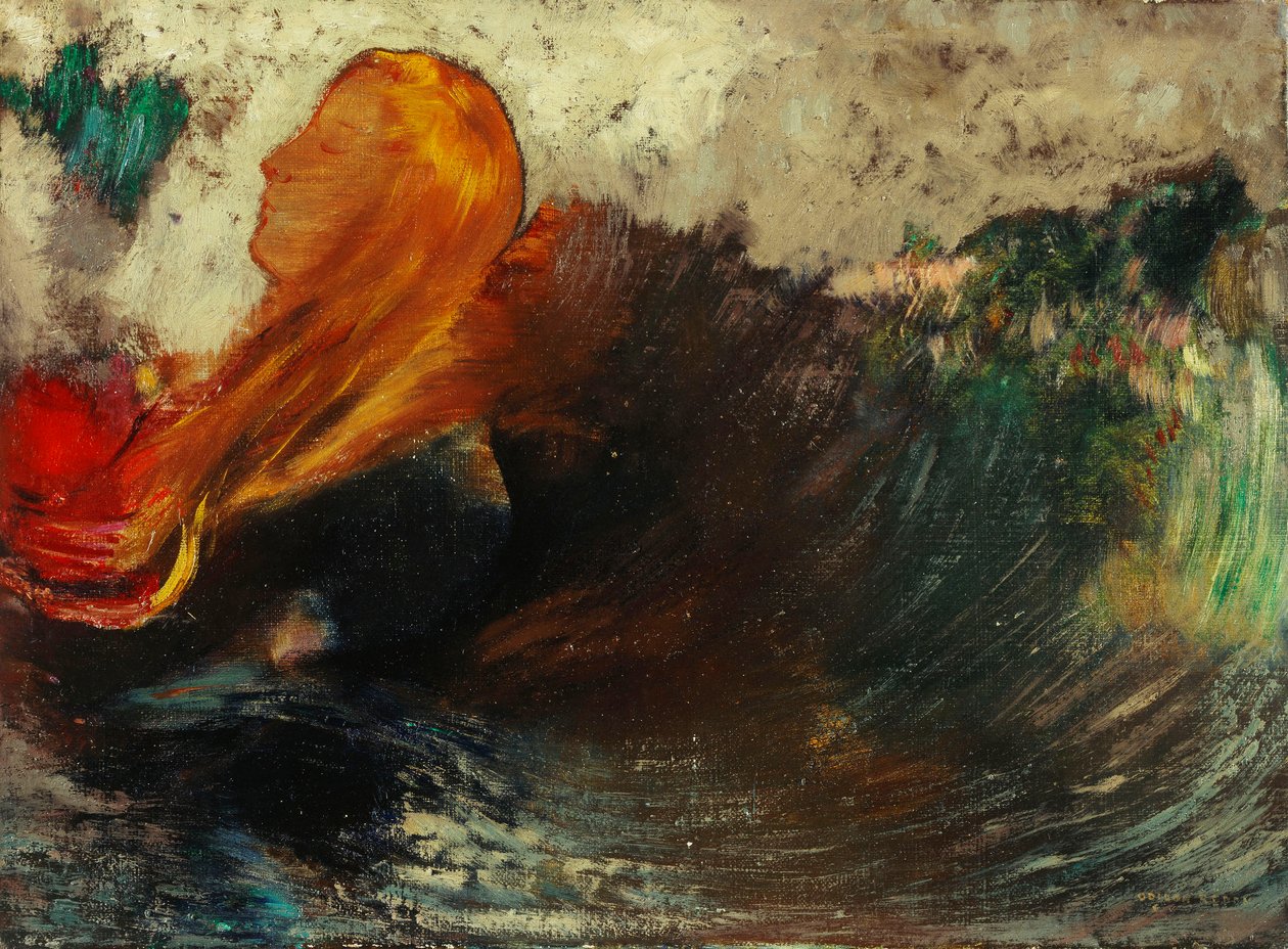 Smrt Ofélie; La Mort d"Ophelie, od Odilon Redon