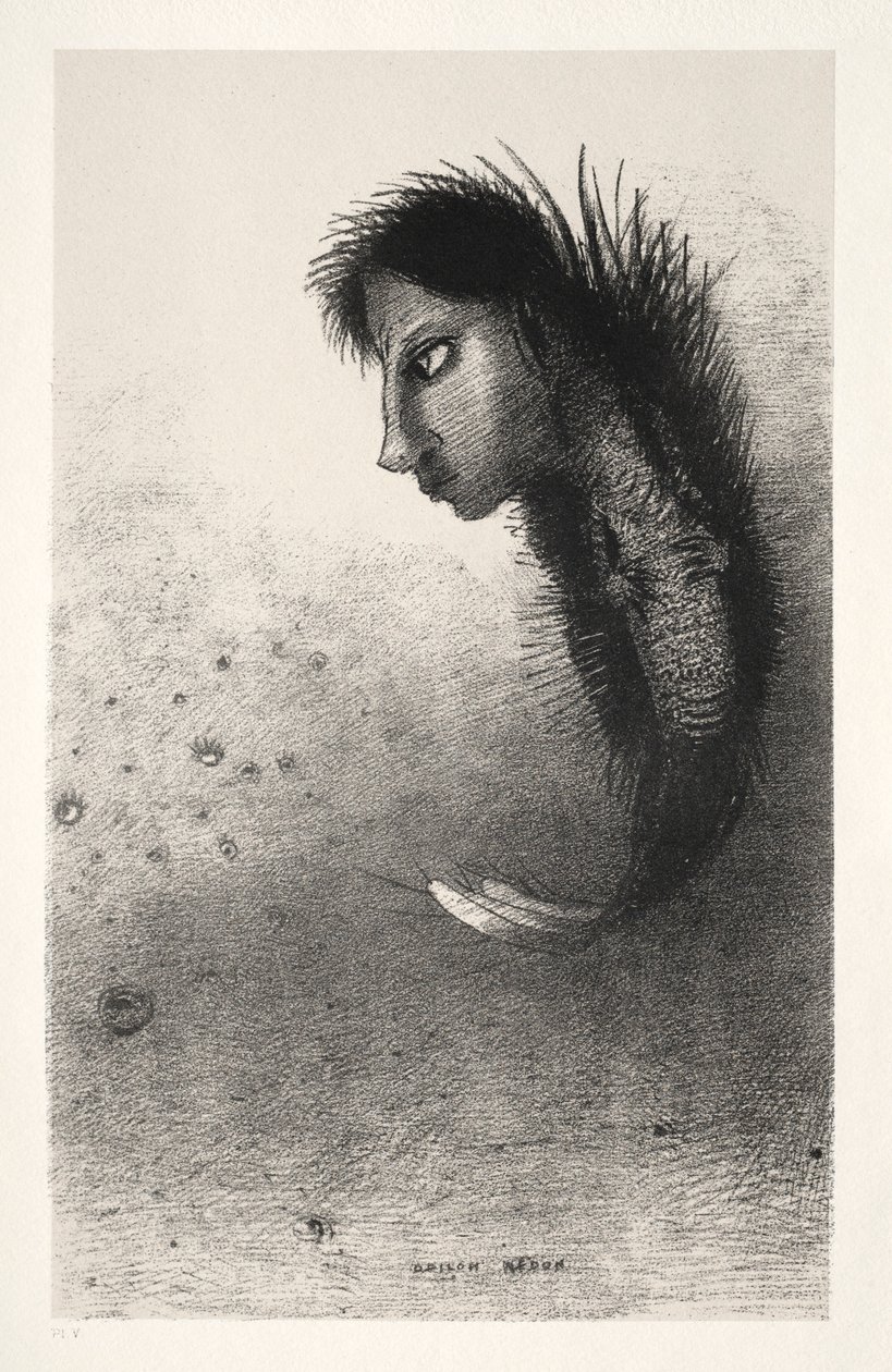 První série Pokušení svatého Antonína: Pak se objeví jedinečná bytost..., 1888. od Odilon Redon