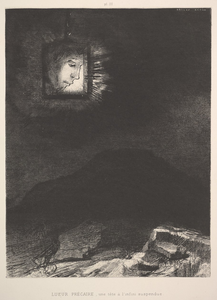 Nejasný záblesk hlavy zavěšené ve vesmíru, 1891. od Odilon Redon