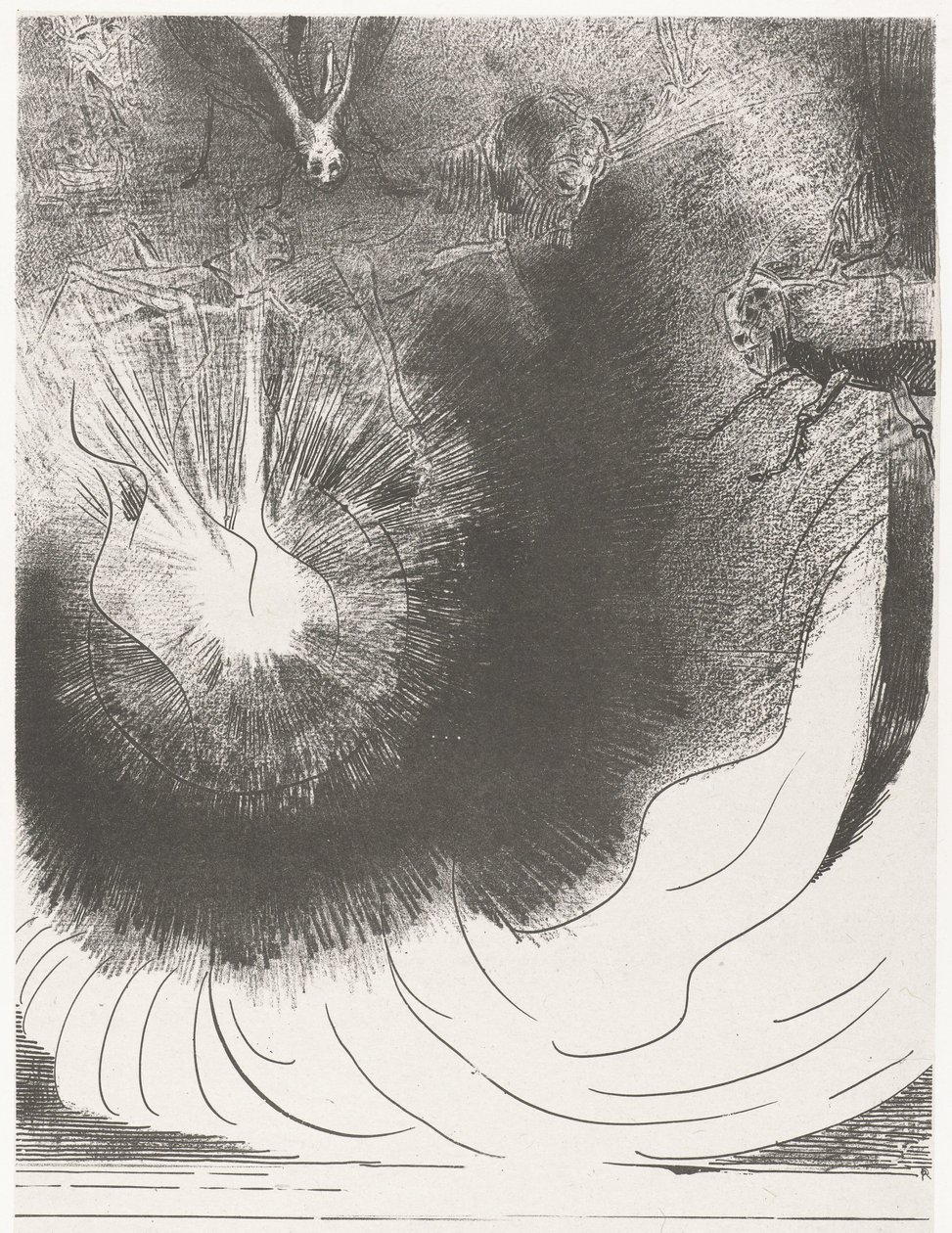 Uit de hemel viel een grote ster a z nebe spadla velká hvězda, hořící jako pochodeň (název na předmětu) Apocalypse of Saint John (název série) Openbaring van Johannes (název série) od Odilon Redon
