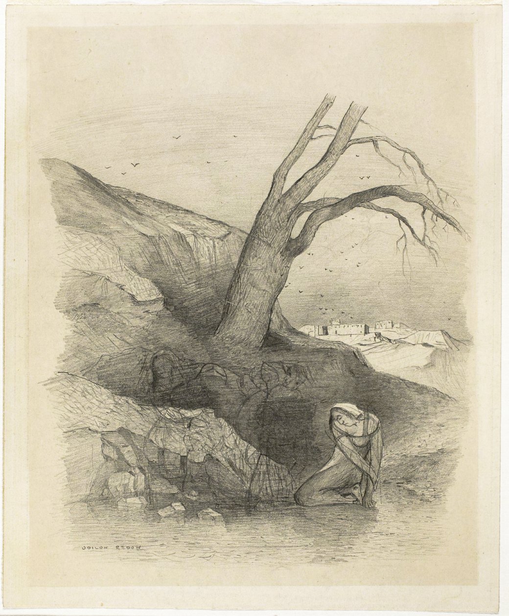Žena klečící od Odilon Redon