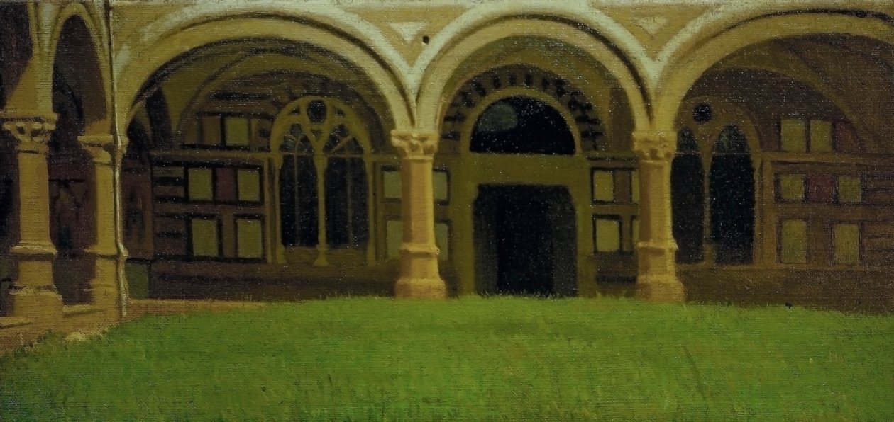 Starobylý florentský klášter, asi 1864-65 (olej na plátně) od Odoardo Borrani