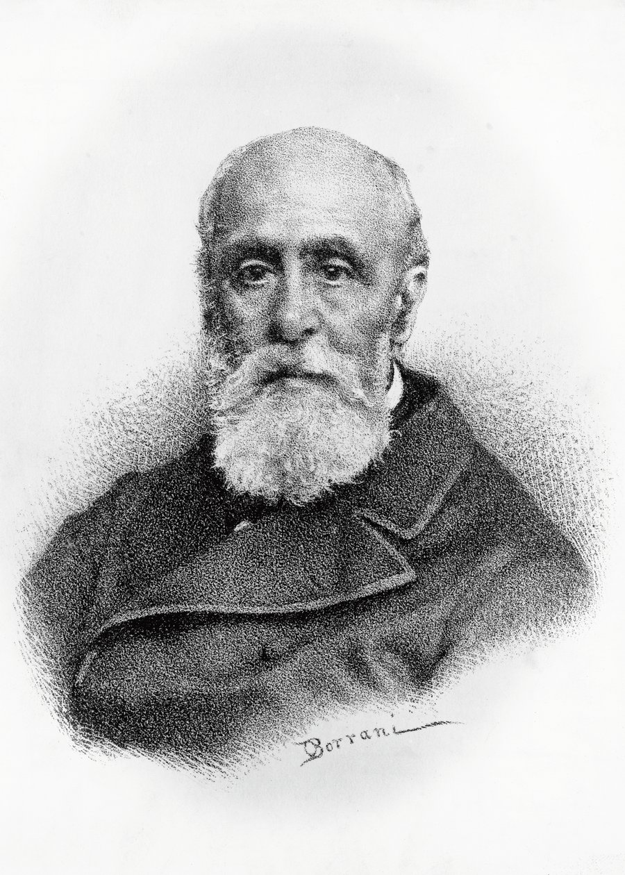 Portrét Giovanni Ruffini (1807-1881), italský básník a vlastenec, litografie podle kresby Odoardo Borrani (1833-1905) od Odoardo Borrani