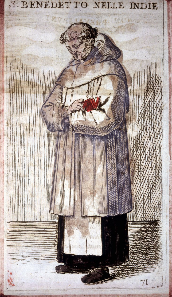 Řeholní řád: benediktinský mnich. Rytina v O. Fialetti. 16. století. od Odoardo Fialetti
