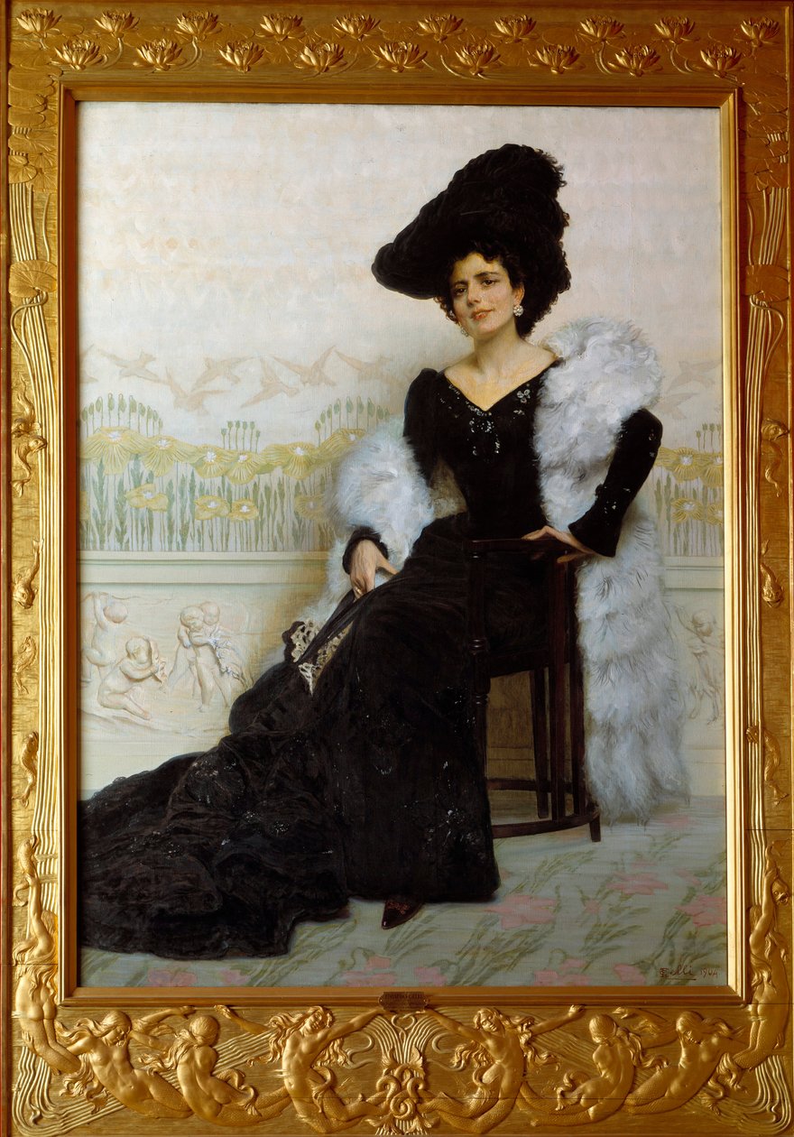 Portrét madame Agliano. Obraz Edoarda Gelliho (1852-1933), It. od Odoardo Gelli
