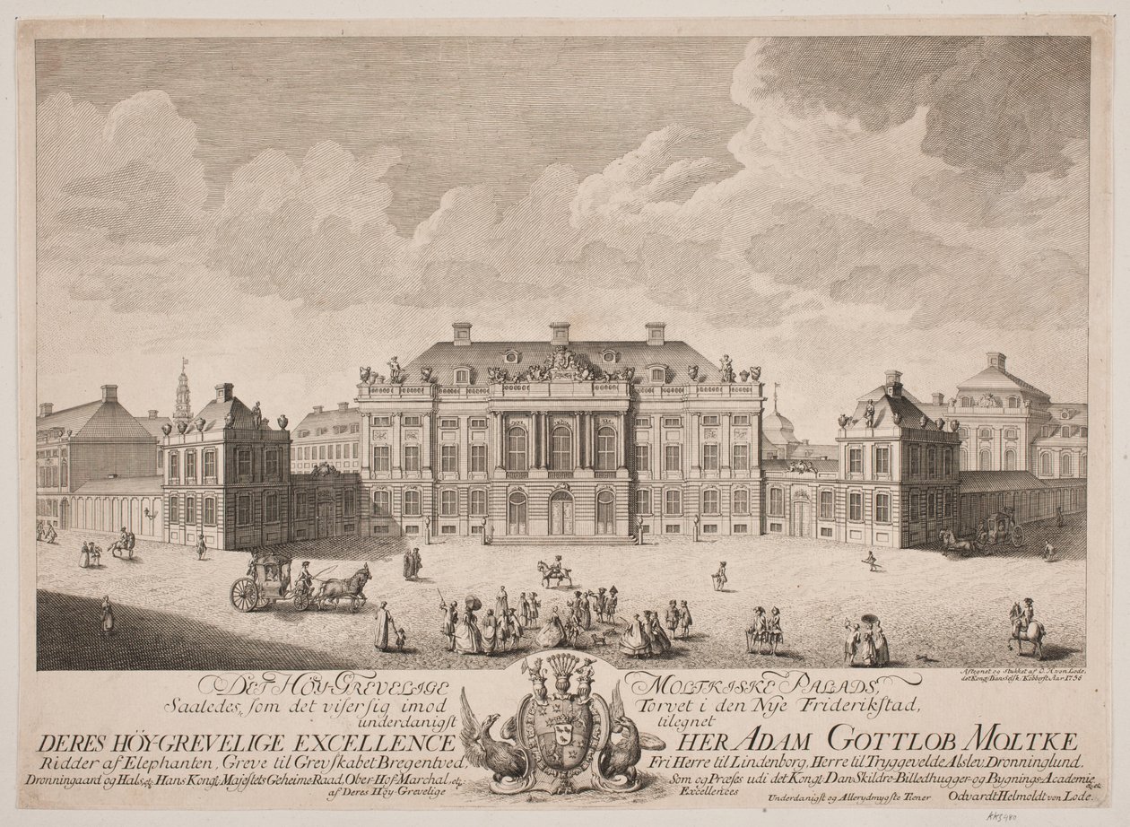 Palác Moltke na hradním náměstí Amalienborg od Odvardt Helmoldt de Lode