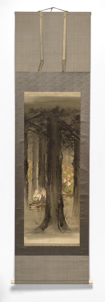 Kitsune No Yomeiri [Liščí svatba], konec 19.-začátek 20. století (inkoust na hedvábném papíru s válečkem ze slonoviny) od Ogata Gekko