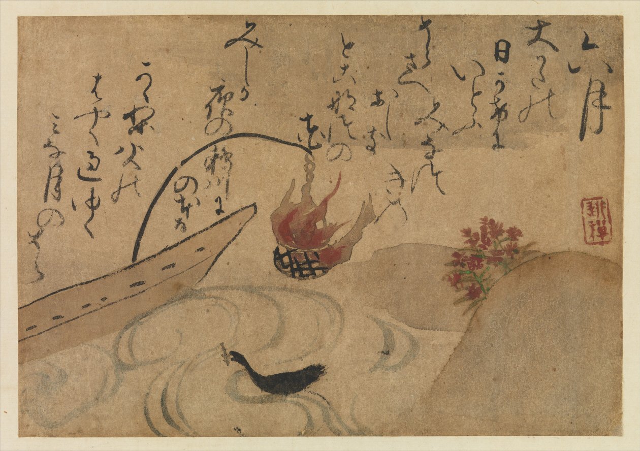 Šestý měsíc z Fujiwara no Teikas Ptáci a květiny dvanácti měsíců, 1743. od Ogata Kenzan
