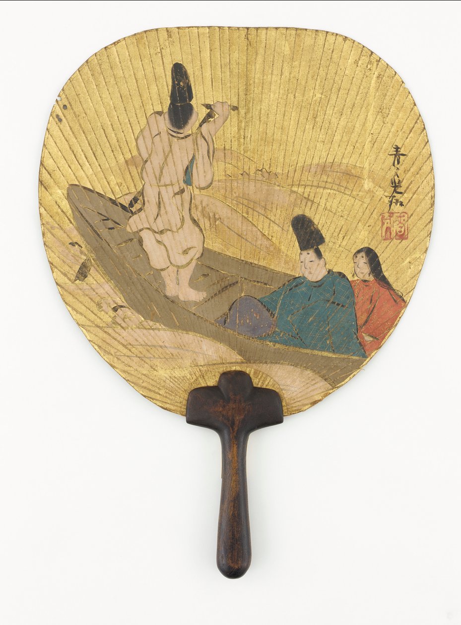 Narihira překračující řeku Sumidu, období Edo, konec 17.–začátek 18. století. od Ogata Korin