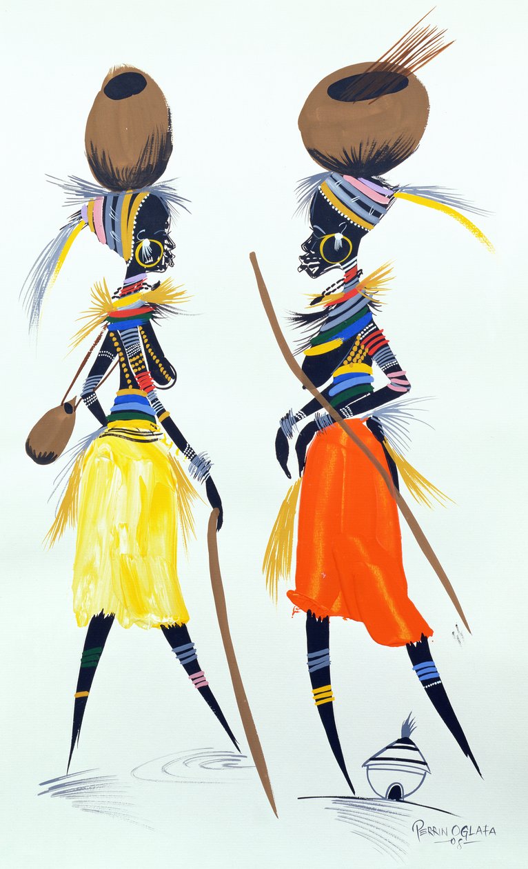 Black Models, 2008 (akryl a kvaš na papíře) od Oglafa Ebitari Perrin