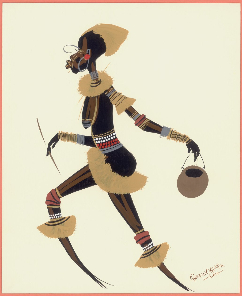 Raffia Woman, 2010 (olej na papíře) od Oglafa Ebitari Perrin