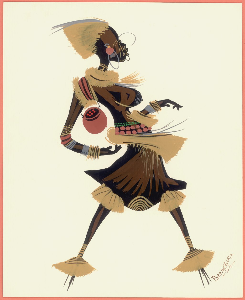 Water Pot Woman, 2010 (olej na papíře) od Oglafa Ebitari Perrin