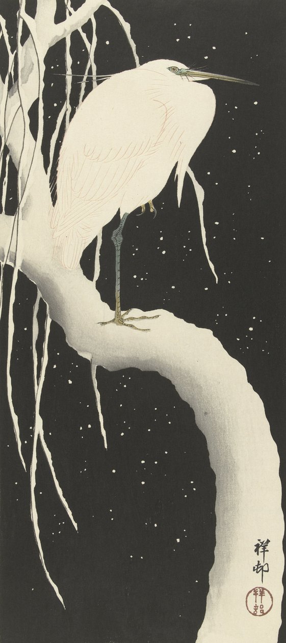 Volavka ve sněhu, 1925-1936 od Ohara Koson