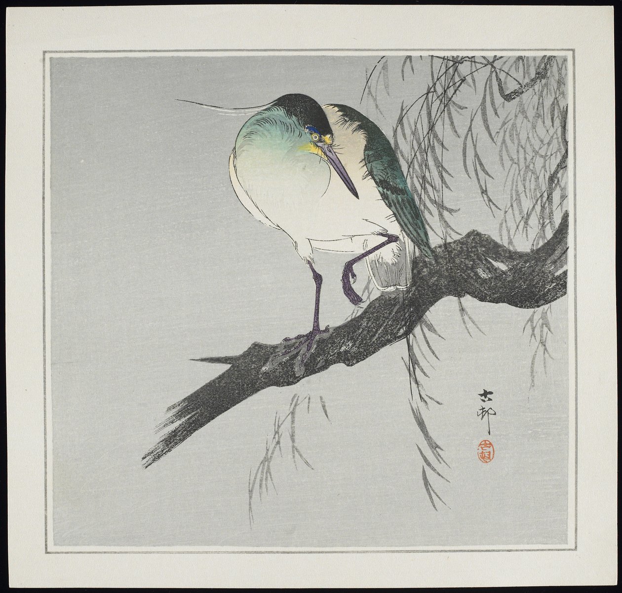 Volavka na větvi, před rokem 1912 od Ohara Koson