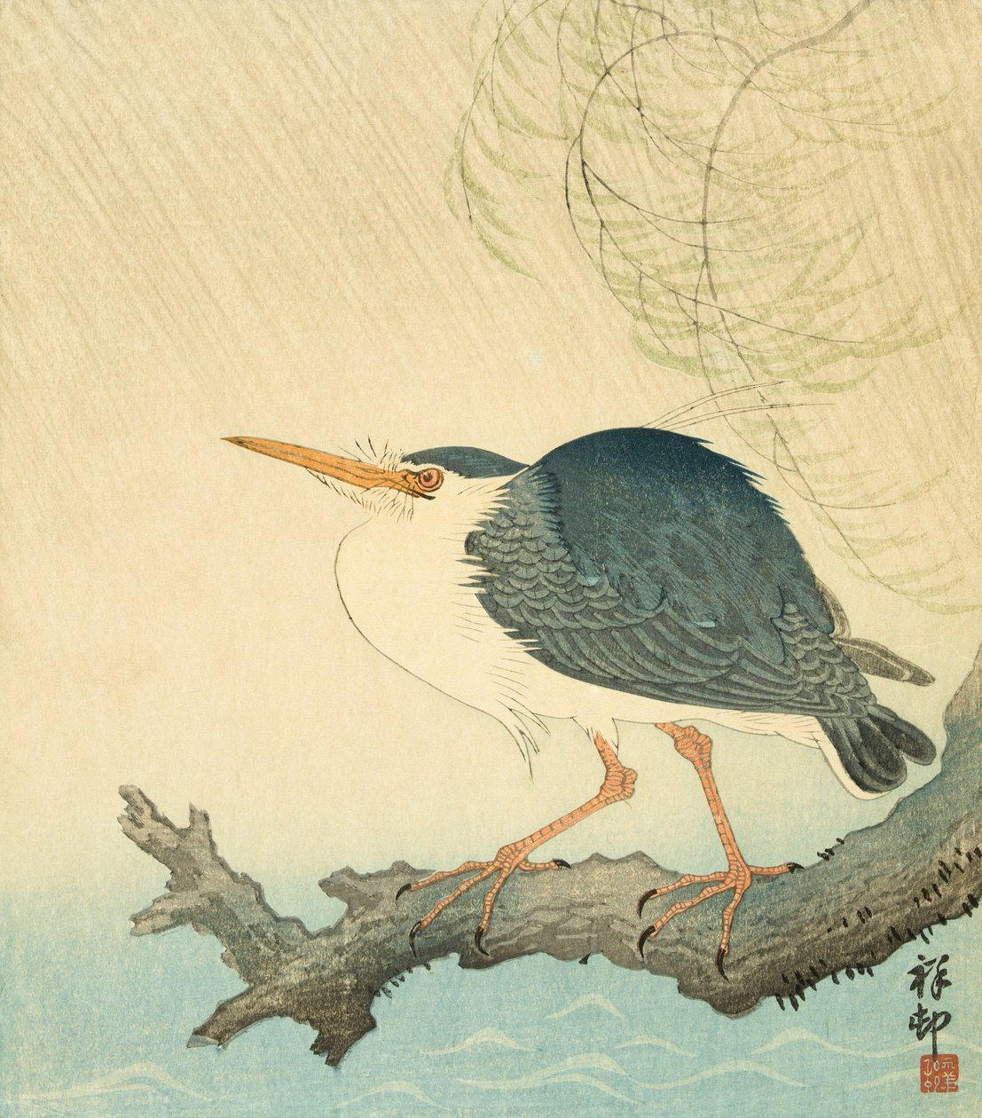 Volavka v bouři od japonské umělkyně Ohary Koson od Ohara Koson