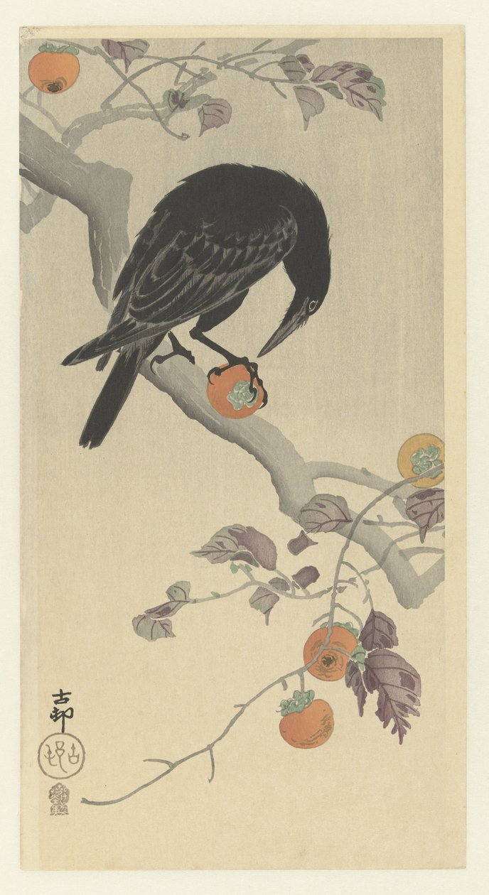 Vrána s tomelem od Ohara Koson