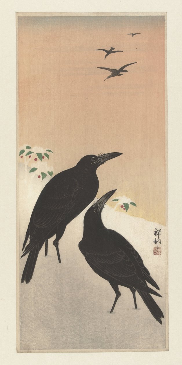Vrány ve sněhu od Ohara Koson