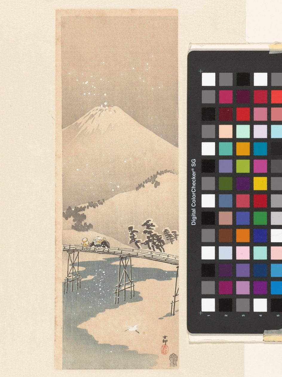 Zasněžená krajina s horou Fuji od Ohara Koson