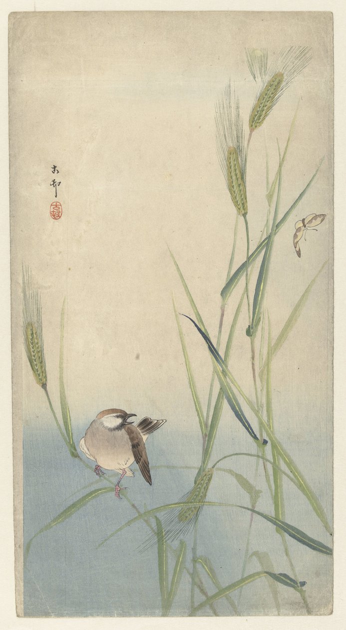 Pták a motýl od Ohara Koson