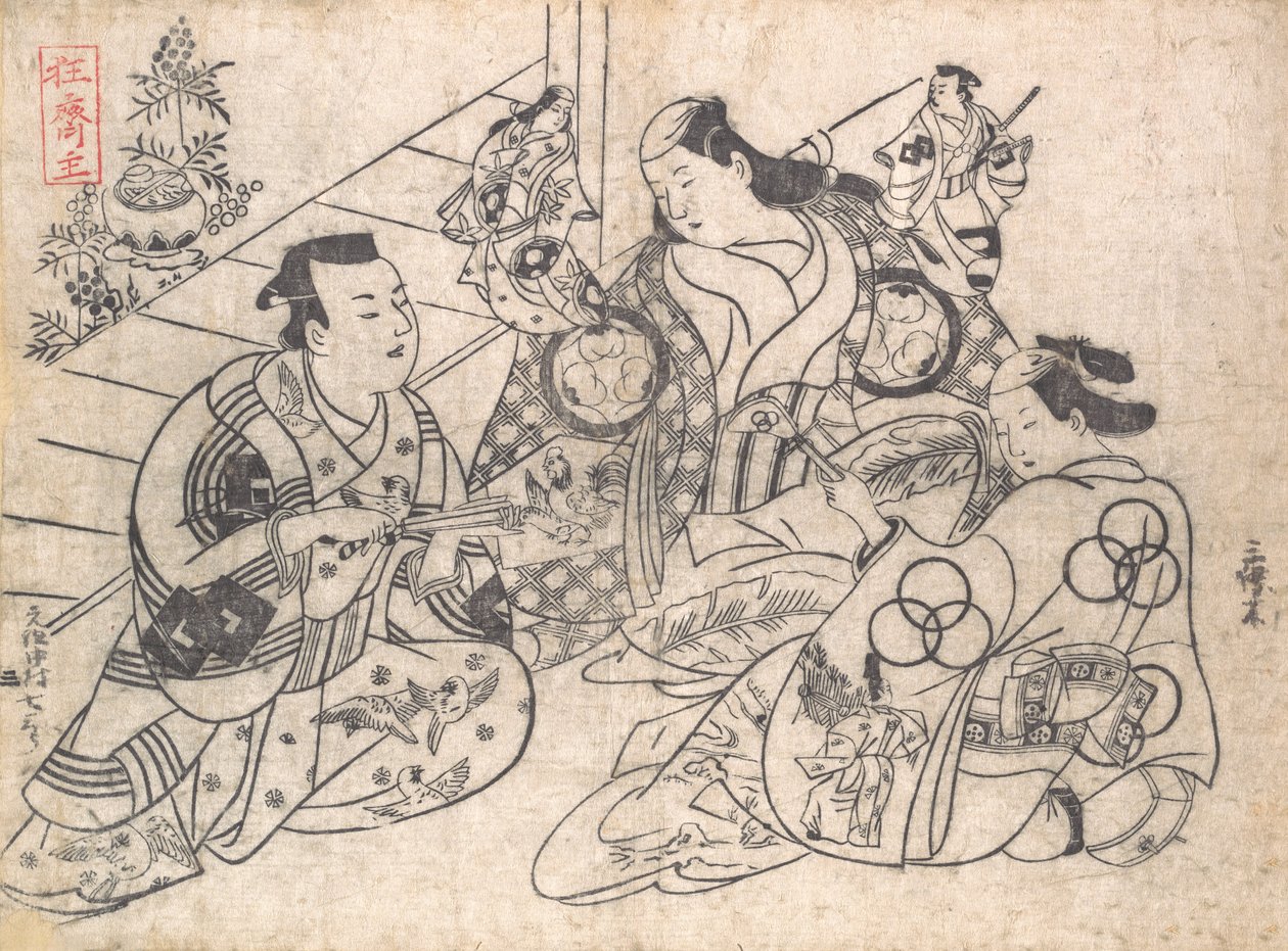 Scéna z dramatu, 1710-13., 1710-13. od Okumura Masanobu