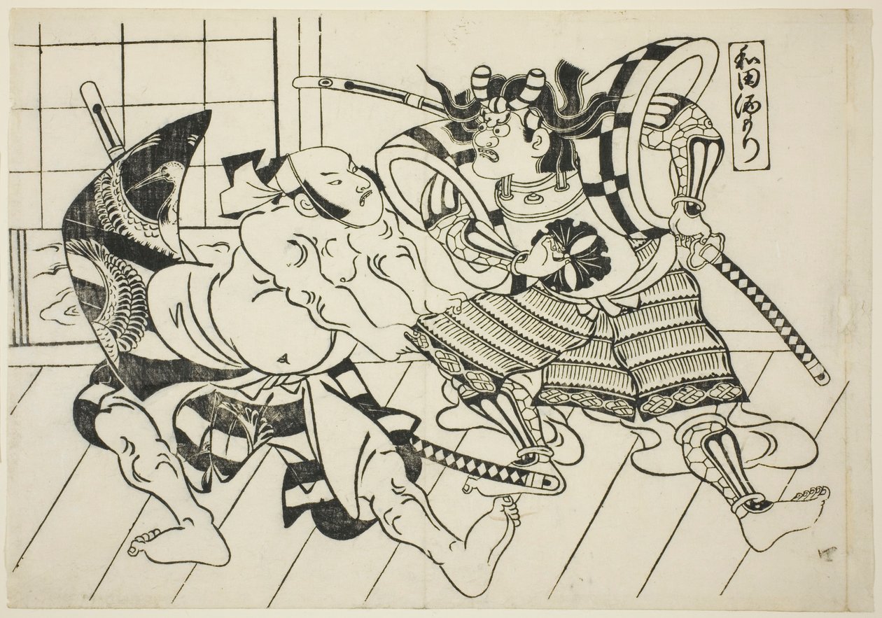 Wada’s Banquet (Wada sakamori), ze série „Slavné scény z japonských loutkových her (Yamato irotake)“ od Okumura Masanobu