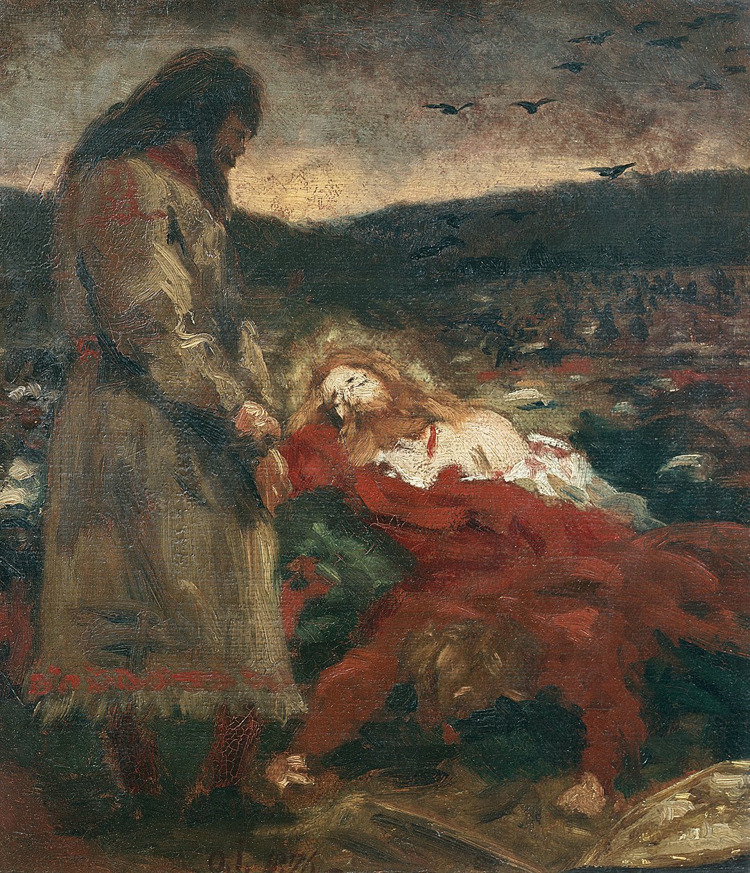 Tore Hund mrtvým tělem Olafa Svatého ve Stiklestadu od Olaf Isaachsen