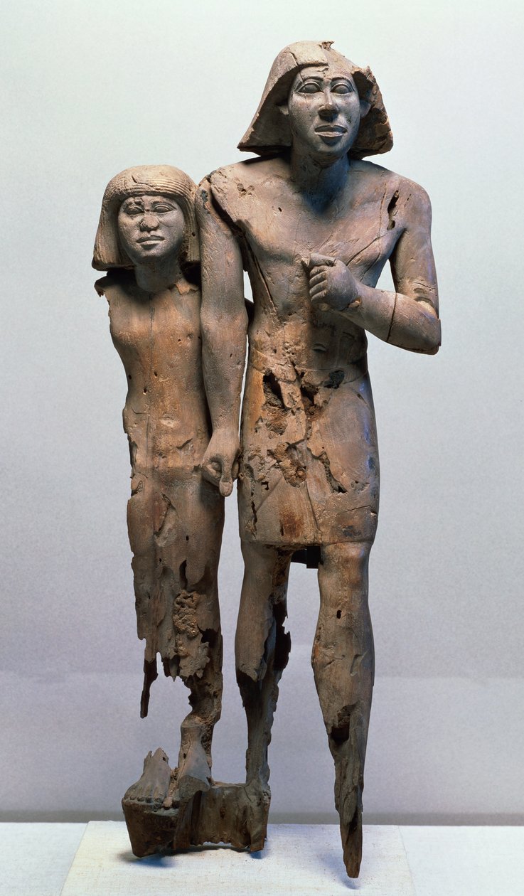 Anonymní pár známý jako Memphis Couple (akáciové dřevo) (viz také 154095) od Old Kingdom Egyptian