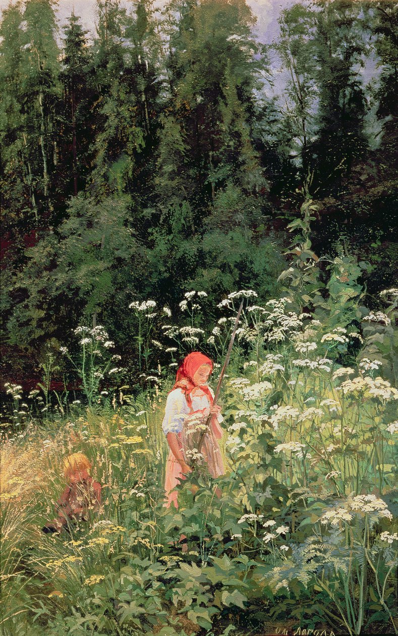 Dívka mezi divokými květinami, 1880 od Olga Antonova Lagoda Shishkina