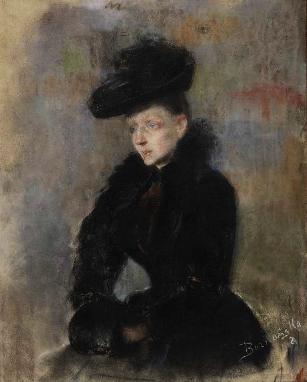 Žena v černém klobouku. od Olga Boznanska