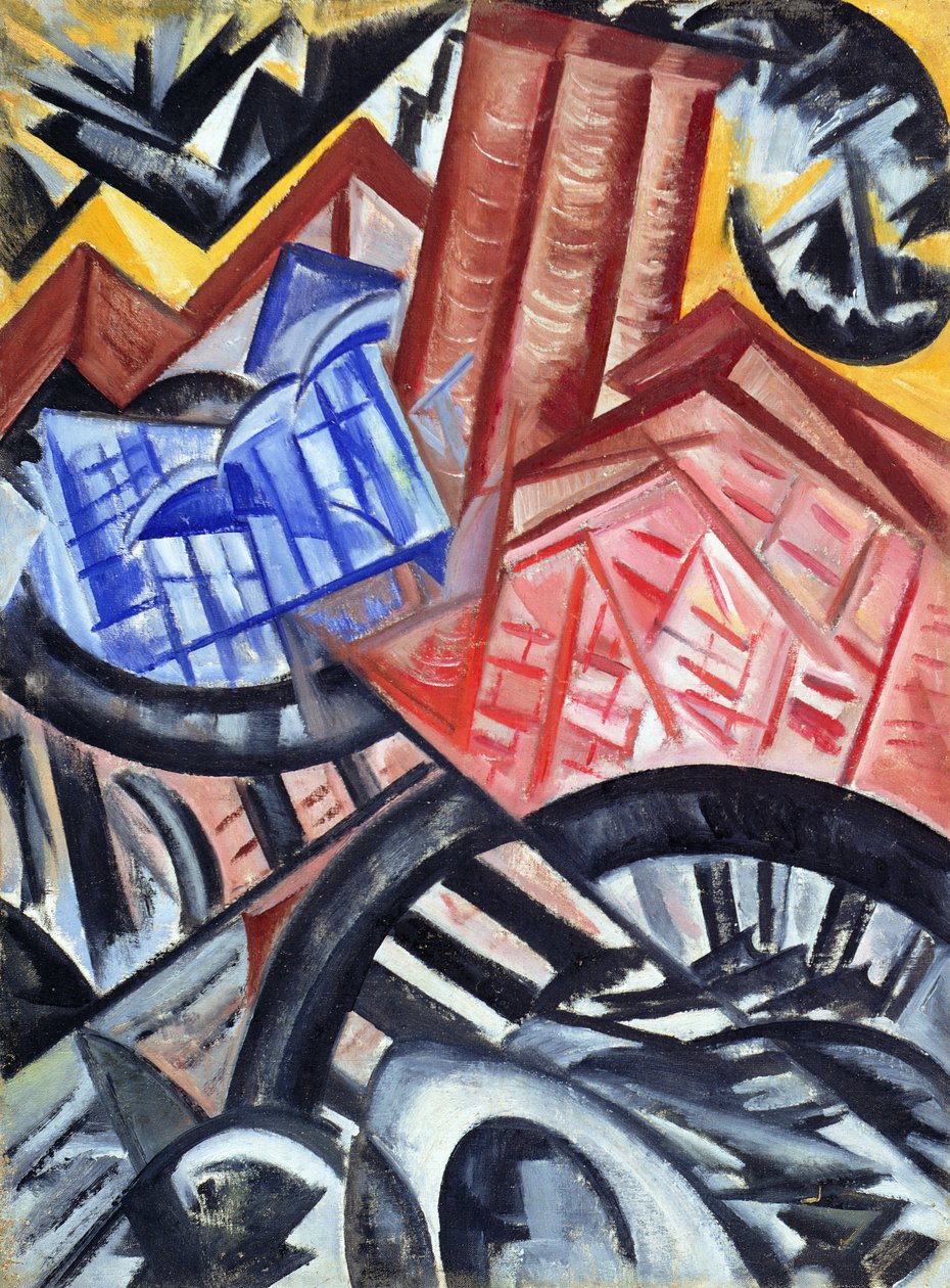 Továrna a most, 1913 od Olga Rozanova