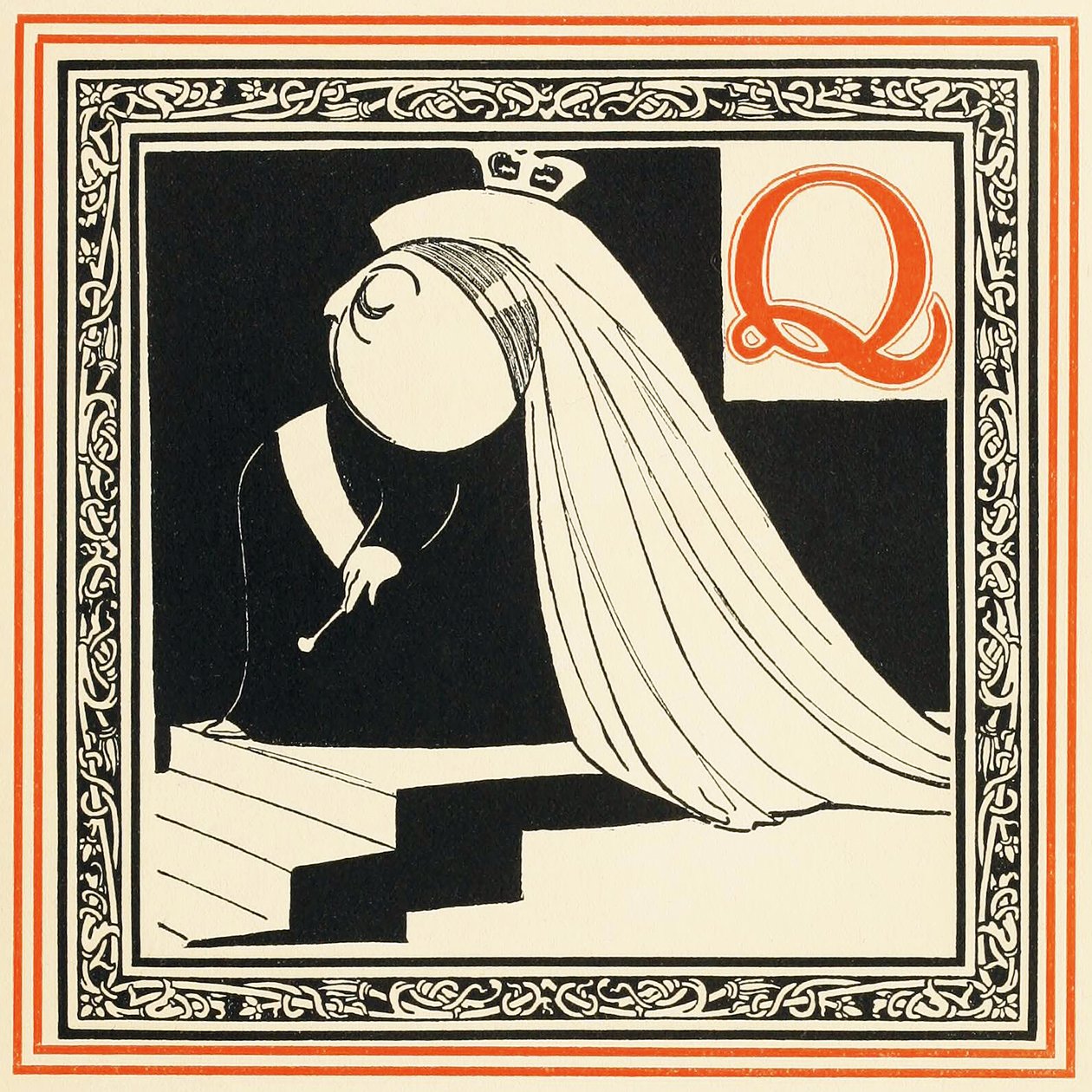 Q je královna, tak vznešená a svobodná, z hospody An Alphabet of Celebrities. 1899 od Oliver Hereford