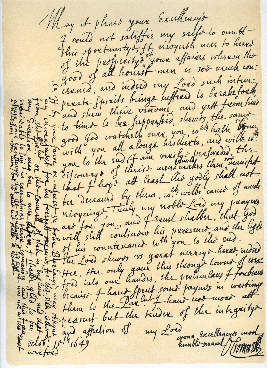 Dopis Olivera Cromwella lordu Fairfaxovi, Wexford, 15. října 1649 od Oliver Cromwell