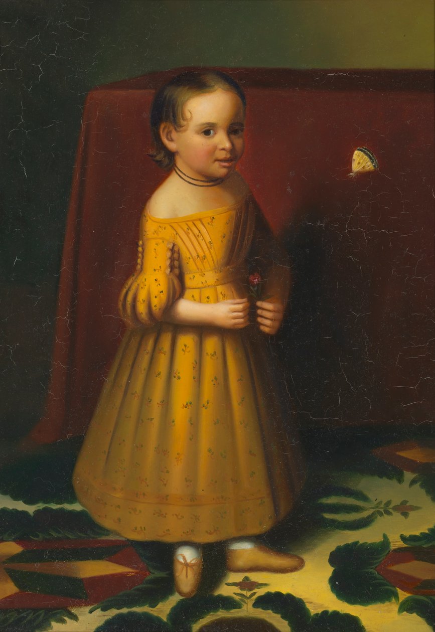 Portrét mladé dívky s růží a motýlem, ca. 1838. od Oliver Tarbell Eddy