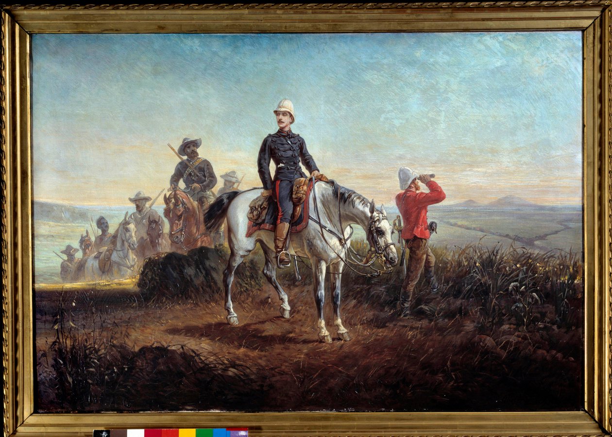 Koloniální tažení v Jižní Africe: „Císařský princ Eugene Louis Napoleon Bonaparte (1856-1879) v Zoulouland““ Obraz Oliviera Pichata (1825-1912), 87 x 128 cm. 19. století. Compiegne musee du chateau - Koloniální kampaň v Jižní Africe: "" Princ I od Olivier Pichat