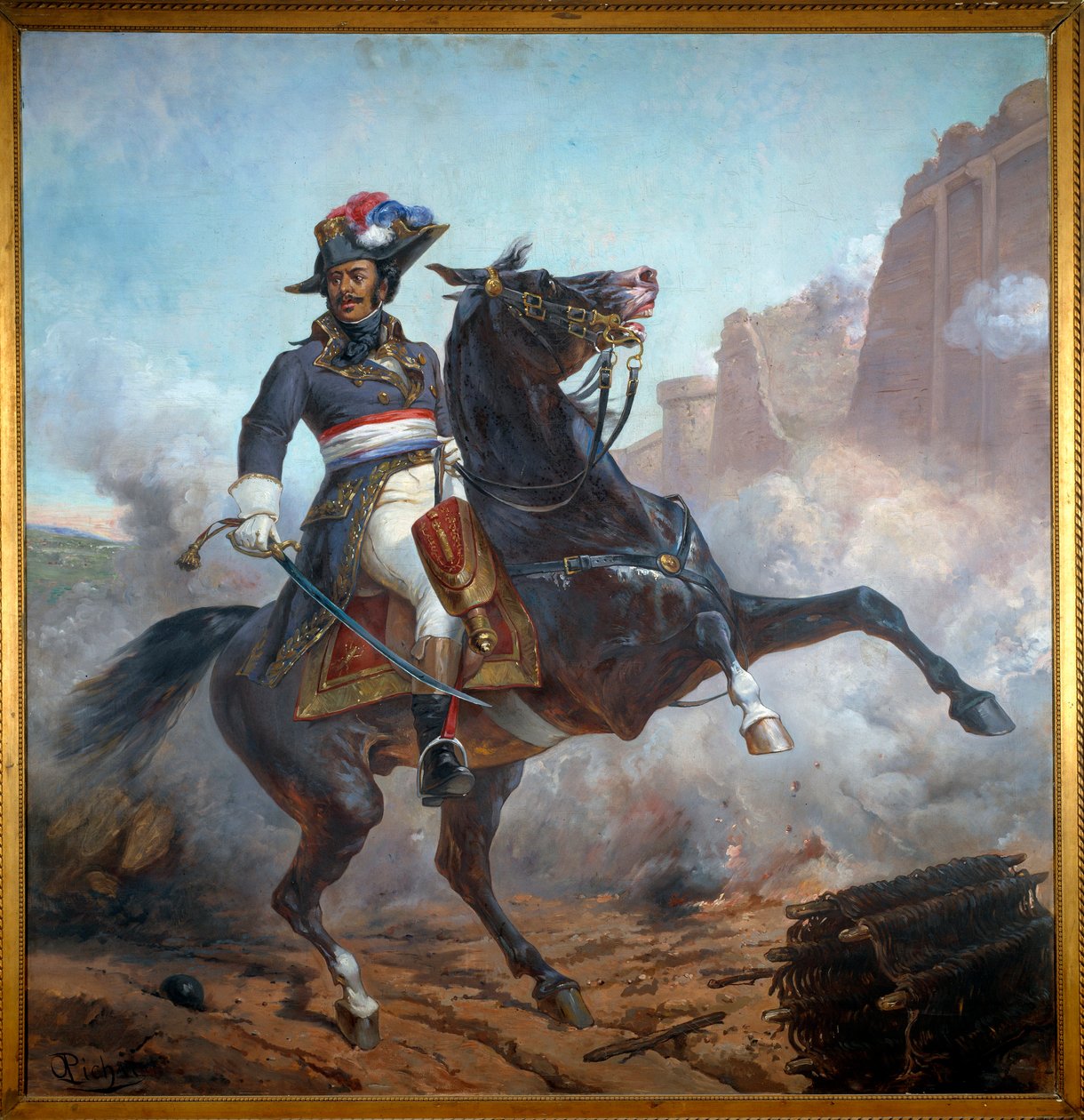 Jezdecký portrét generála Alexandra Davyho Dumase (1762-1806), otce Alexandra Dumase. Obraz Oliviera Pichata (cca 1825-1912) od Olivier Pichat