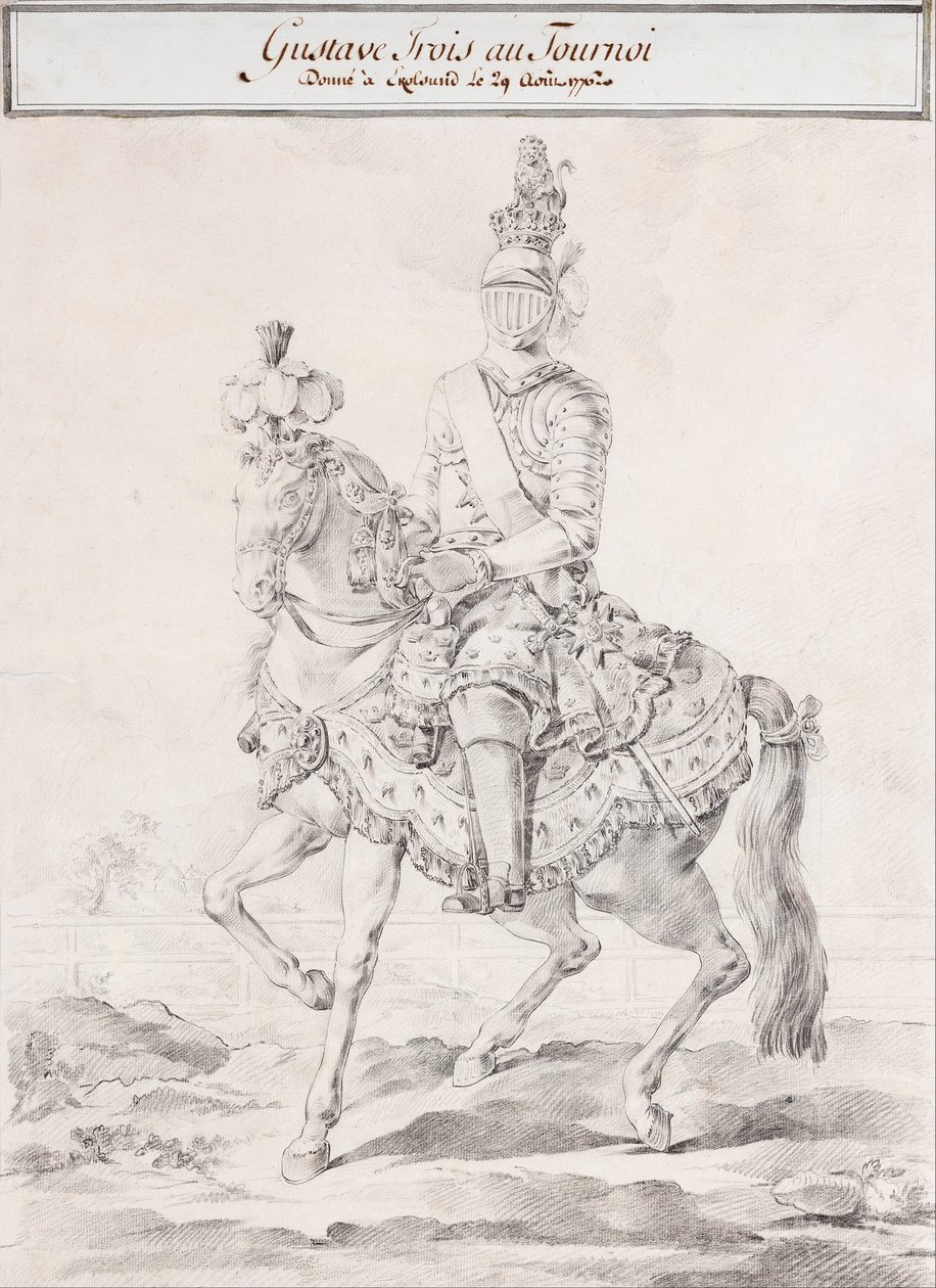 Gustav III v postroji na koni 1776 od Olof Fridsberg