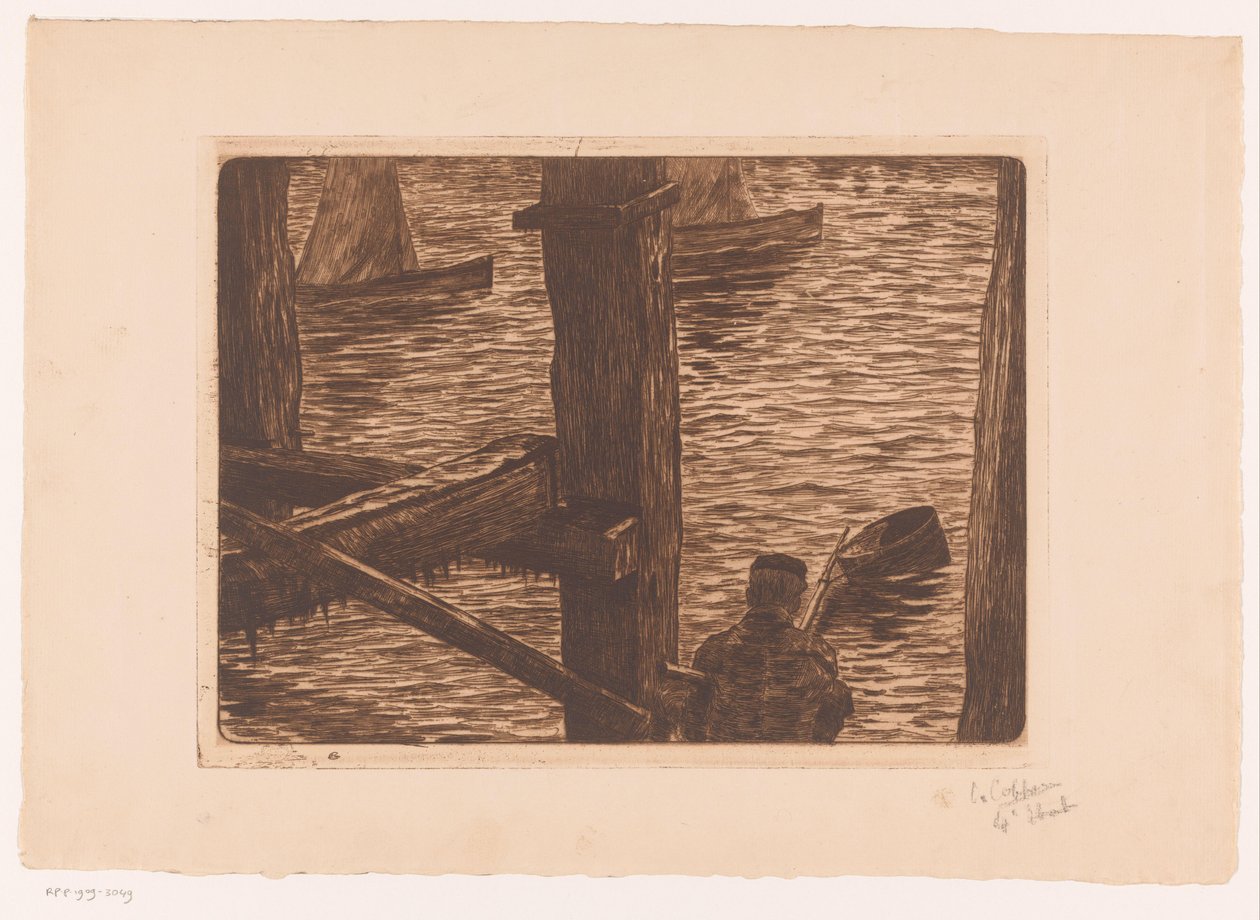 Rybář mezi tyčí práce od Omer Coppens (signed by artist)
